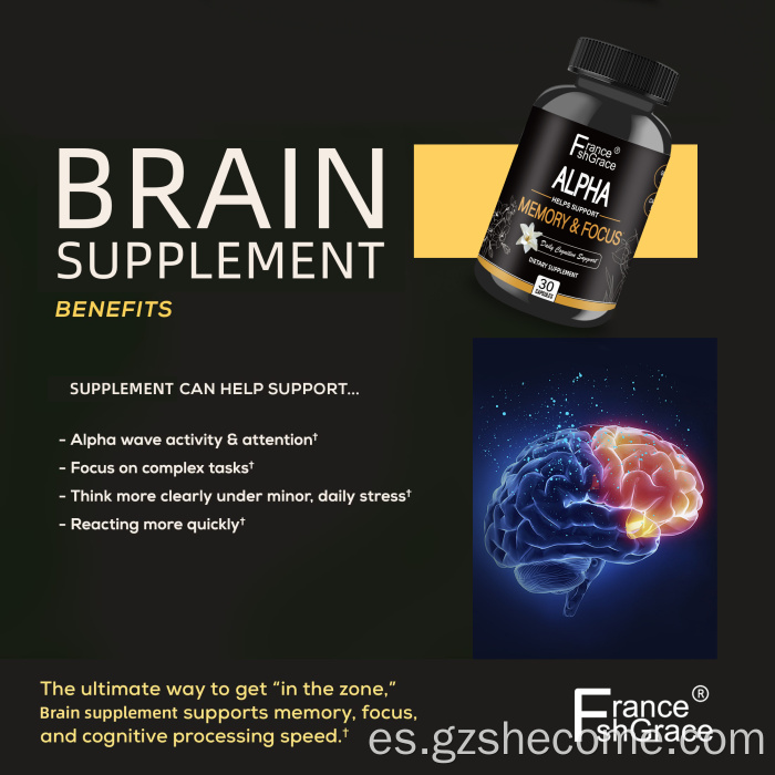 Shecome Alpha Cápsulas Cerebro Memoria Enfoque Apoyo cognitivo